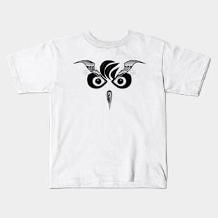 Own the Night: Striking Black Bold Owl Design Kids T-Shirt